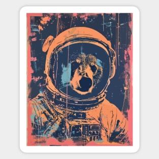 Vintage and vivid bear astronaut portrait Sticker